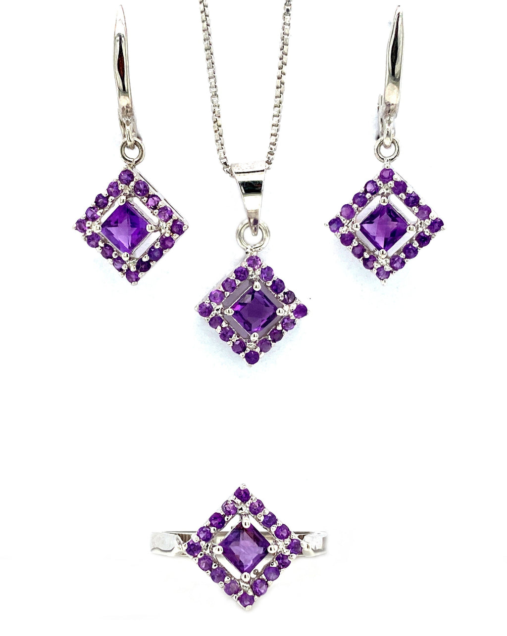 Amethyst Jewellery Set in .925 Sterling Silver - KSS 6494-0