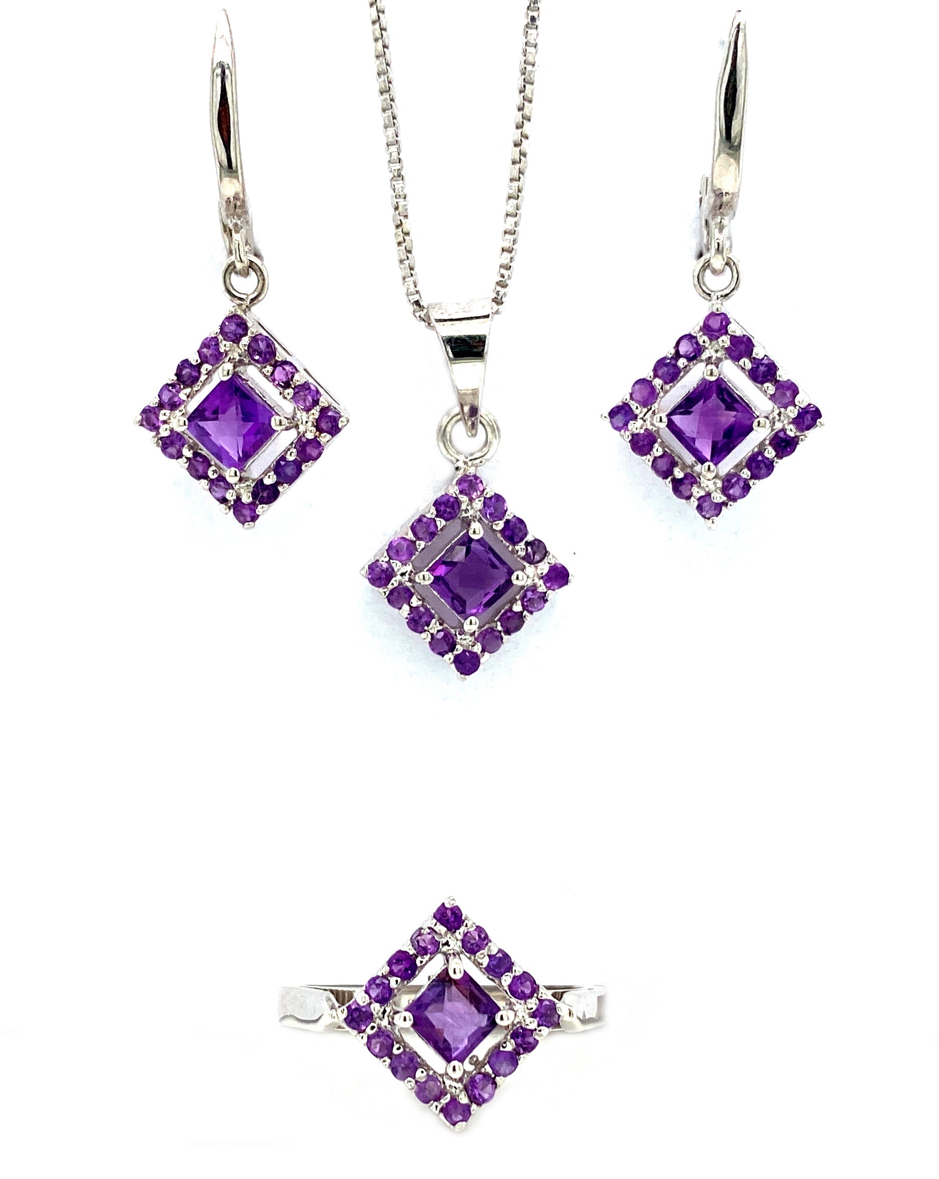 Amethyst Jewellery Set in .925 Sterling Silver - KSS 6494-0