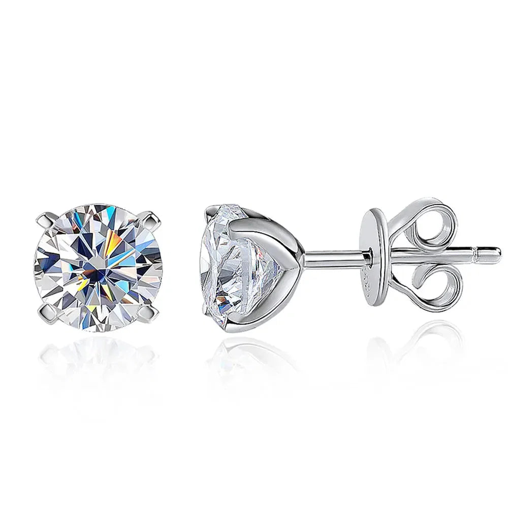 925 Sterling Silver Moissanite Stud Earrings for Women