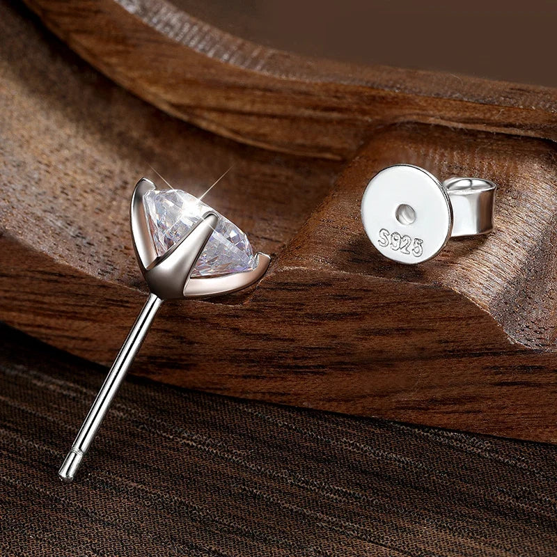 925 Sterling Silver Moissanite Stud Earrings for Women