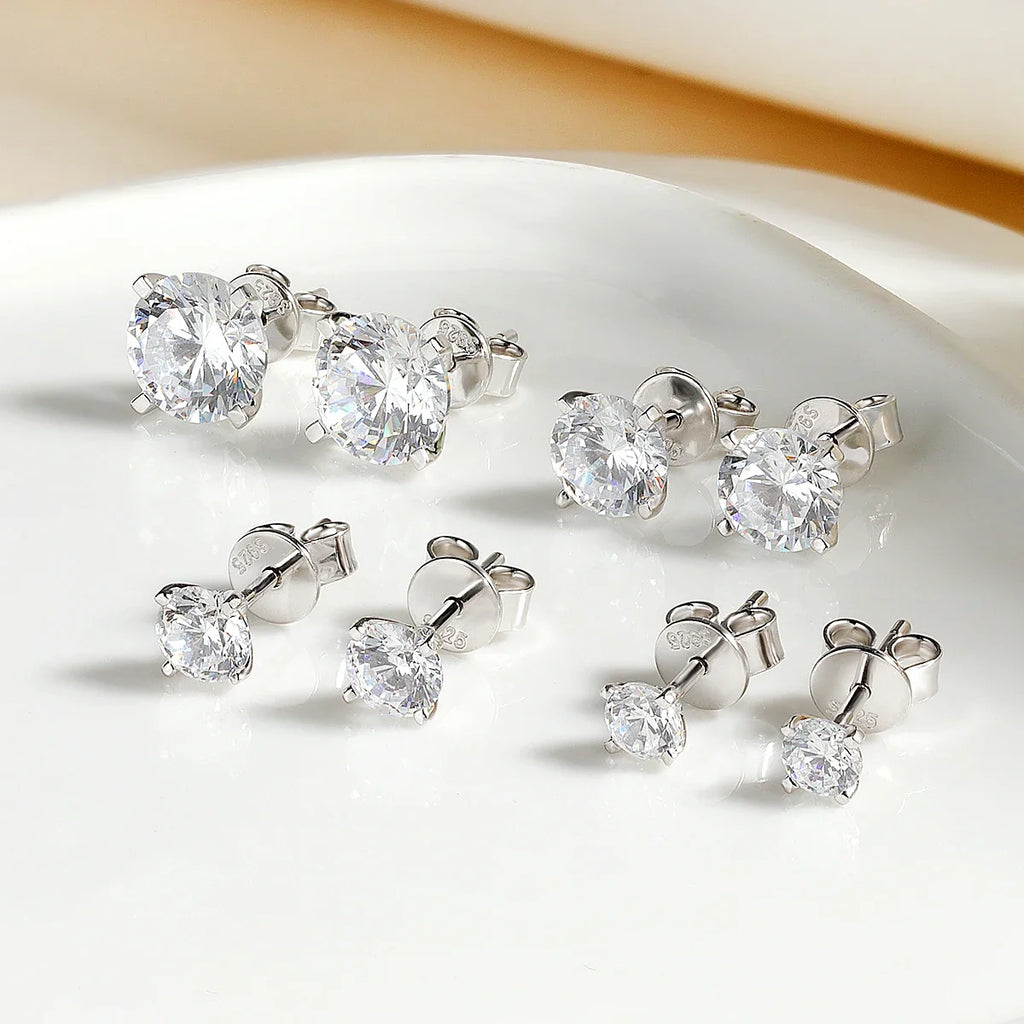 925 Sterling Silver Moissanite Stud Earrings for Women
