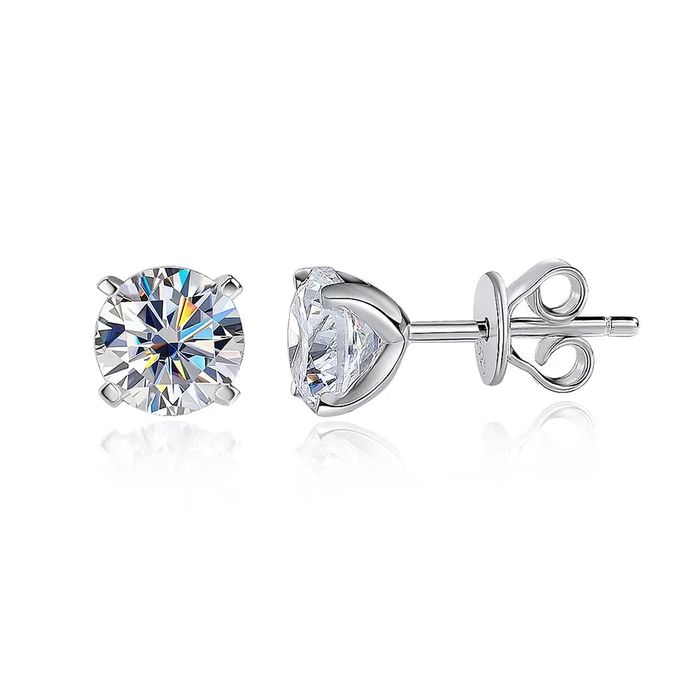 925 Sterling Silver Moissanite Stud Earrings for Women