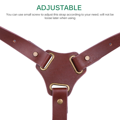 Genuine Leather Camera Shoulder Strap — Adjustable, Universal Fit
