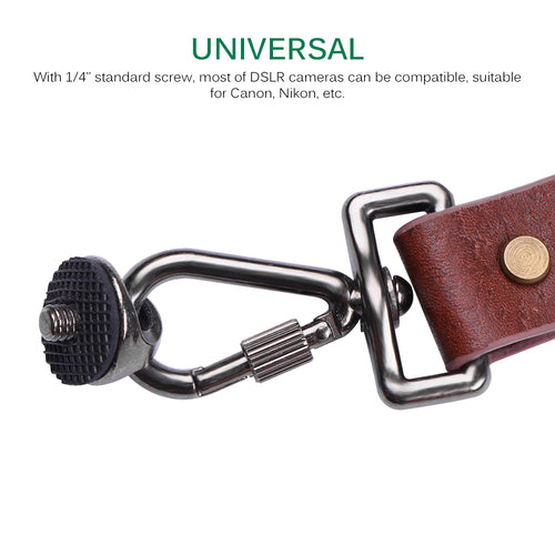 Genuine Leather Camera Shoulder Strap — Adjustable, Universal Fit