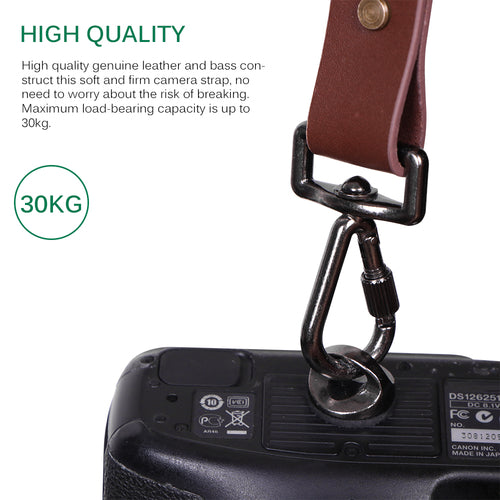 Genuine Leather Camera Shoulder Strap — Adjustable, Universal Fit