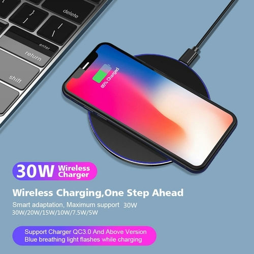 Dragon W9 30W Wireless Charging Pad — Ultra-Thin, USB-C