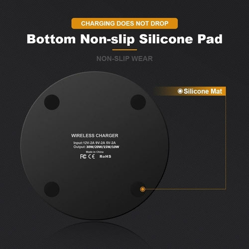 Dragon W9 30W Wireless Charging Pad — Ultra-Thin, USB-C